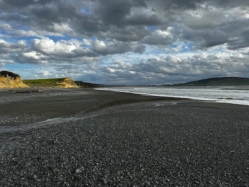 Gemstone Beach from the other side of the Taunoa Stream looking towards the carpark